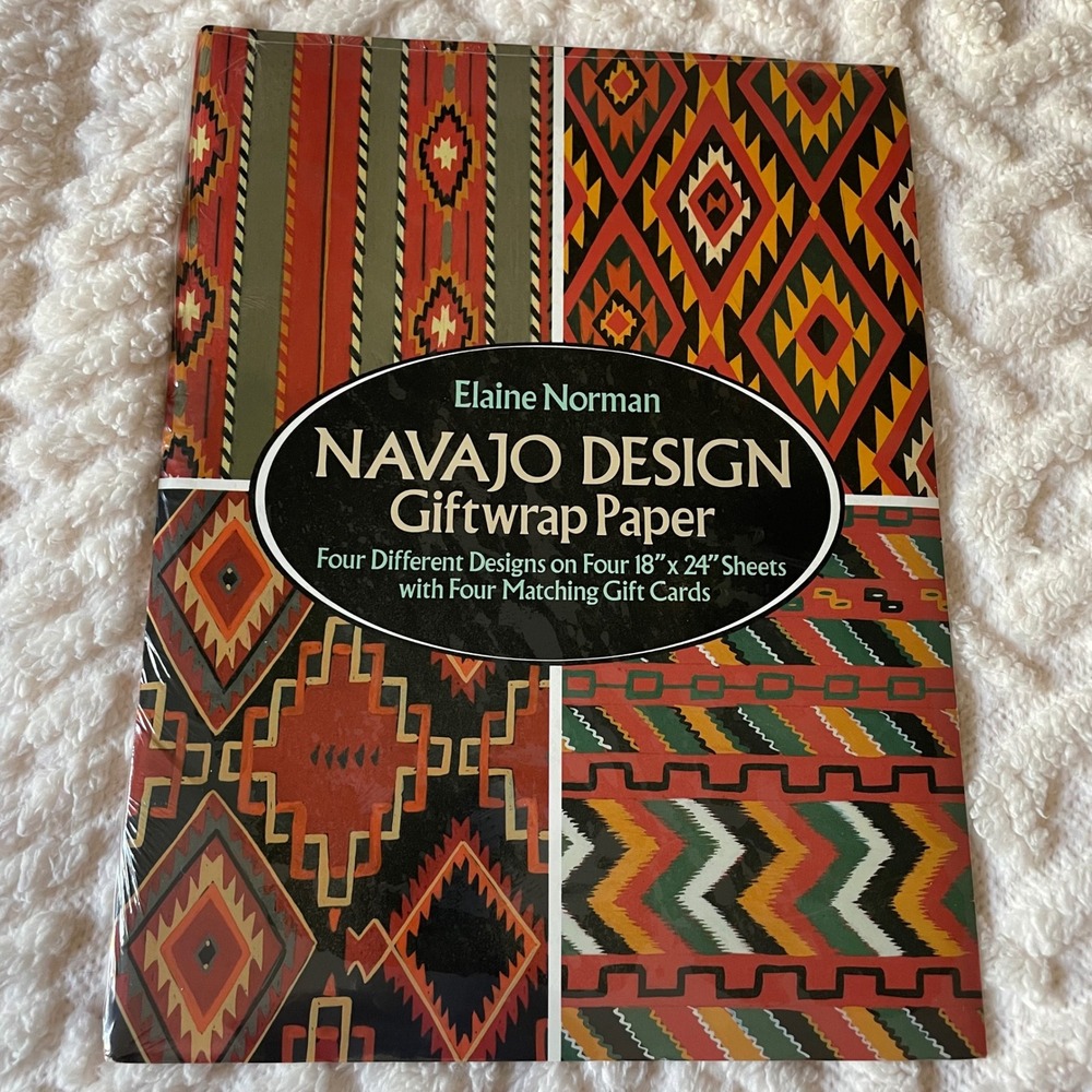 Elaine Norman's Navajo design motif Giftwrap Paper 18x24 sheets Gift Cards 1992‎
